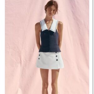 Zara Navy and White Sleeveless Top and Skirt Set